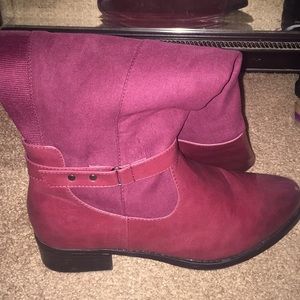 Burgundy knee high boots